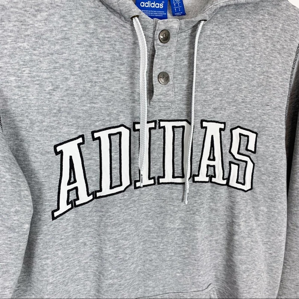Adidas Originals Logo Grey Snap Buttons Sweatshirt Hoodie Mens Size Small - Picture 3 of 13